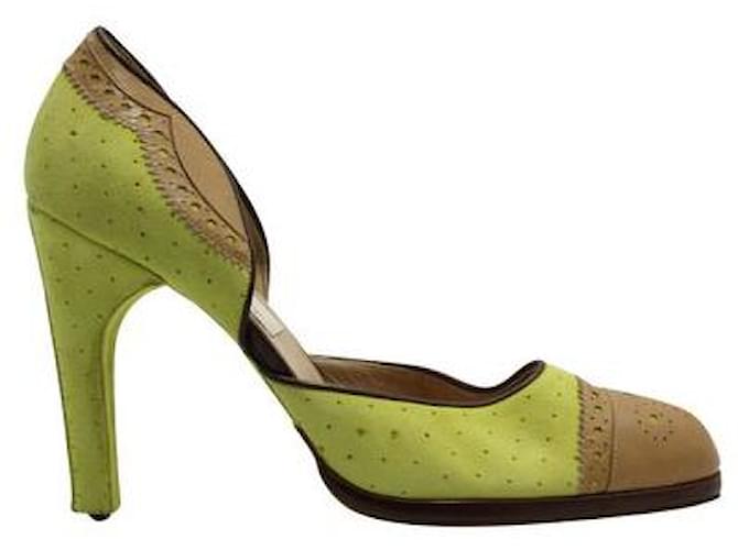 Givenchy Beige & Lime Green Two Tone High Heels Leather  ref.1288277