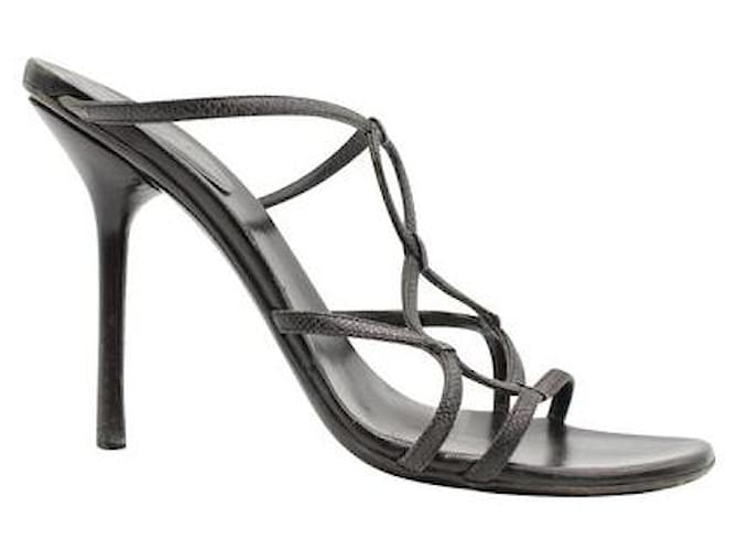 Sandália de estilete com tiras pretas Gucci Preto Couro  ref.1288294