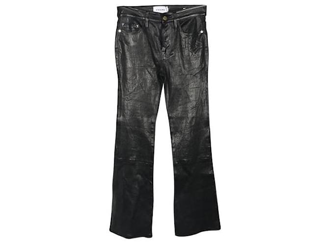 Autre Marque Pantalones de piel de cordero negros de diseñador contemporáneo  ref.1288325