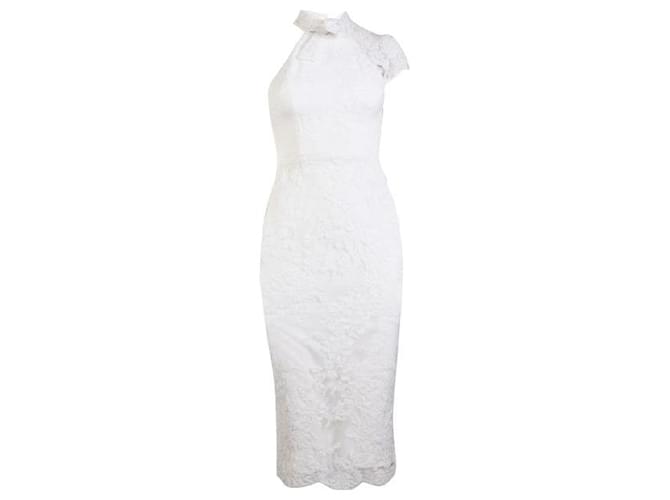 Autre Marque ALEX PERRY  White Lace Dress Polyester  ref.1288342