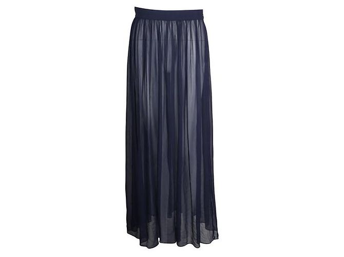 Gonna midi semitrasparente blu navy Vionnet