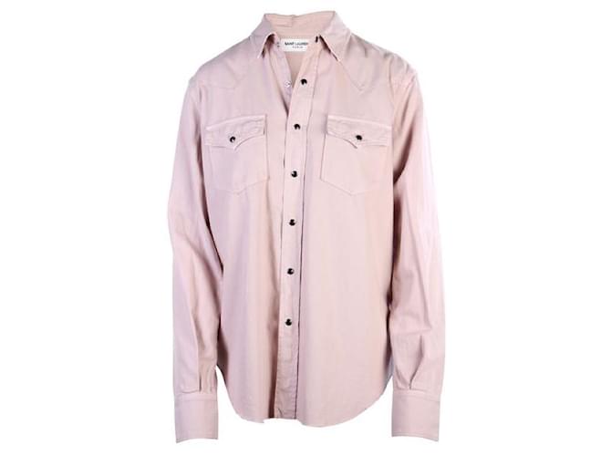 SAINT LAURENT Pockets Shirts Pink Cotton  ref.1288354