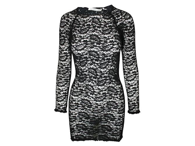 Isabel Marant Etoile Black Lace Transparent Slim Fit Dress Cotton Elastane Polyamide  ref.1288379