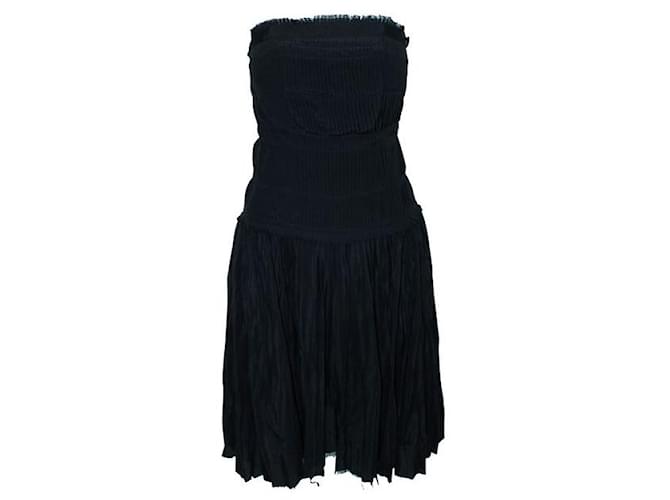Autre Marque CONTEMPORARY DESIGNER Strapless Pleated Silk Dress Black  ref.1288383