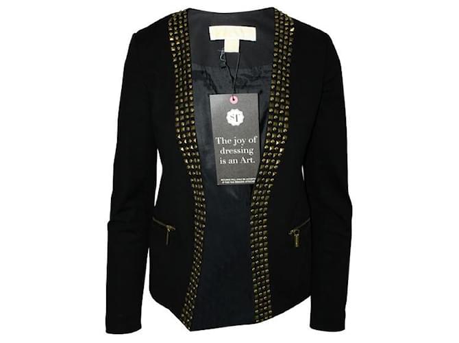 MICHAEL MICHAEL KORS Black Blazer with Golden Studs Cotton Elastane  ref.1288393