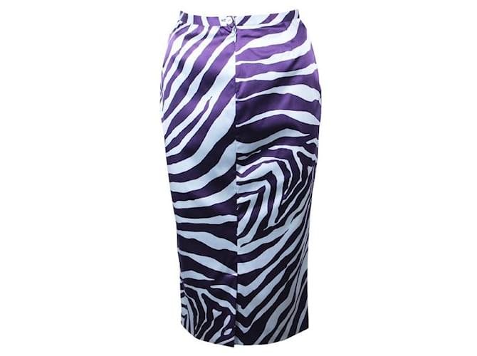 DOLCE & GABBANA Blue And Purple Zebra Skirt Silk Elastane Nylon  ref.1288414