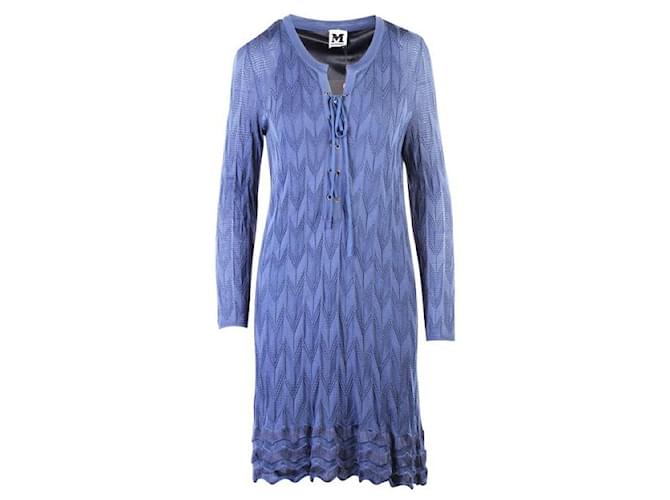 MISSONI knitted dress Navy blue Cotton Viscose  ref.1288436