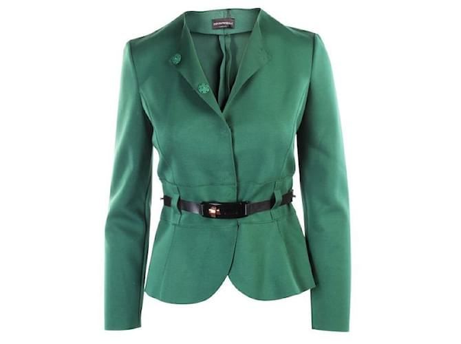 Autre Marque CONTEMPORARY DESIGNER Belt Jacket Green Polyester Elastane  ref.1288443