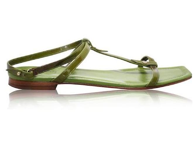 Autre Marque CONTEMPORARY DESIGNER Green T-Strap Flat Sandal  ref.1288460