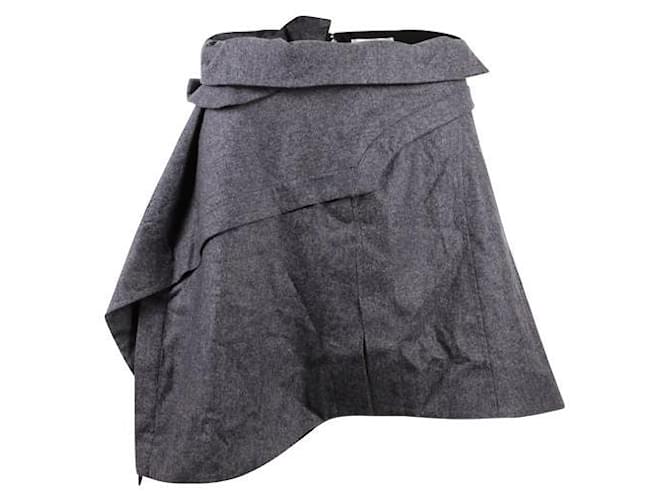 Autre Marque CONTEMPORARY DESIGNER Asymmetrical Wool Skirt Grey  ref.1288480