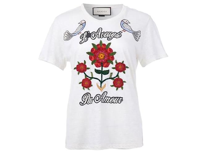 Camiseta GUCCI L'Aveugle Par Amour Branco Algodão  ref.1288505