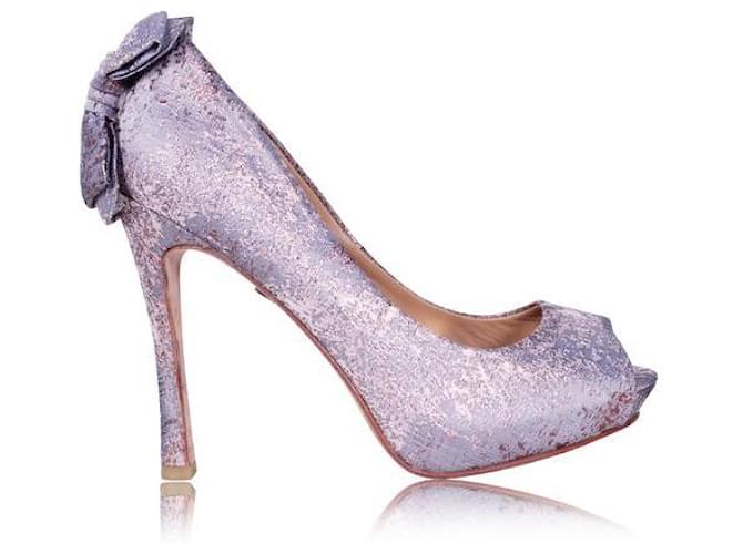 Autre Marque CONTEMPORARY DESIGNER Pink Grey Printed Heels With Bow Multiple colors  ref.1288523