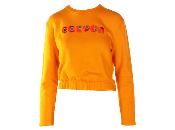 Autre Marque ZEITGENÖSSISCHES DESIGNER-Sweatshirt in Orange mit gesticktem Logo Baumwolle  ref.1288534