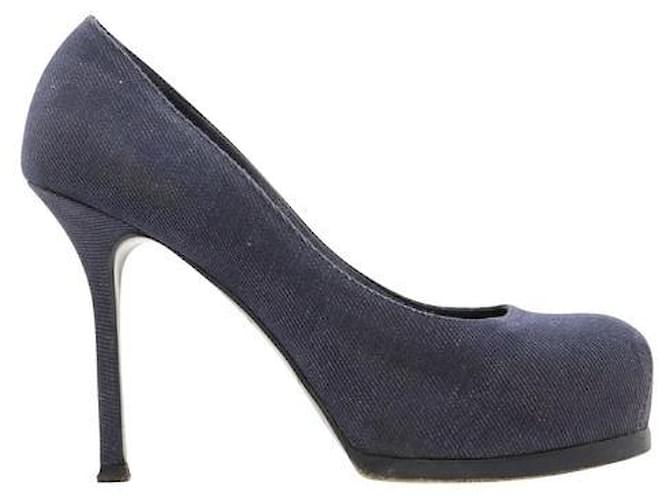 Zapatos de tacón de mezclilla azul con plataforma de Yves Saint Laurent Juan  ref.1288535