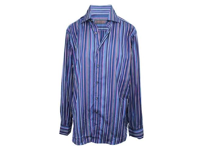 Etro Blue Print Stripes Shirt Multiple colors Cotton  ref.1288541