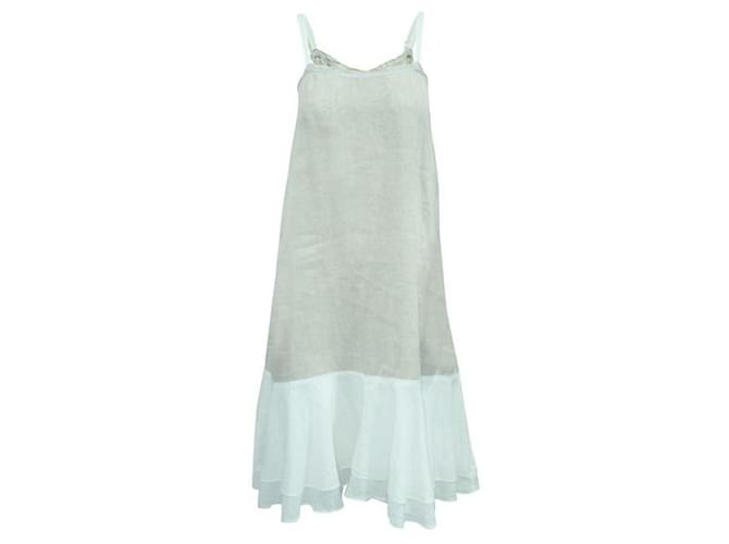 Autre Marque CONTEMPORARY DESIGNER Ivory/ Light Brown Linen Dress Cream  ref.1288551