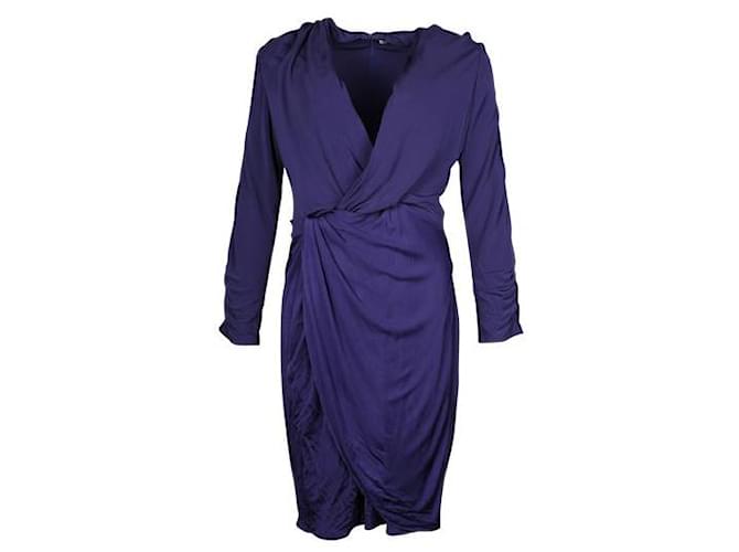 Autre Marque CONTEMPORARY DESIGNER Purple Deep V-Neck Midi Dress Viscose  ref.1288564