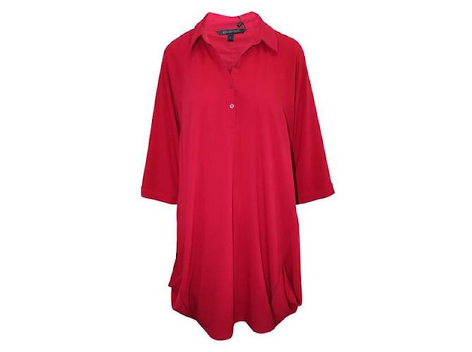 Autre Marque ZEITGENÖSSISCHES DESIGNER-Kleid in Rot mit langen Ärmeln Polyester  ref.1288568