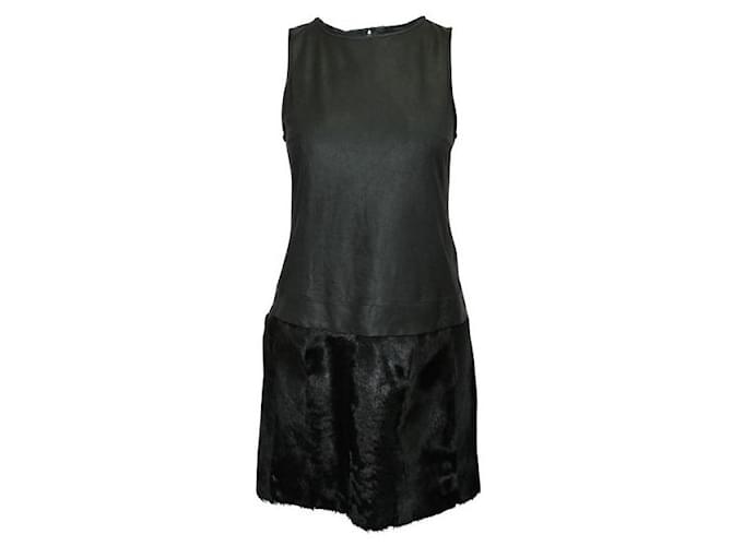 Autre Marque CONTEMPORARY DESIGNER Black Dress with Goat Fur Suede Polyester  ref.1288573