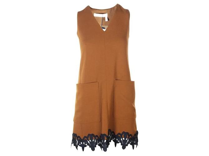 Autre Marque CONTEMPORARY DESIGNER Brown Dress with Lace Cotton  ref.1288575