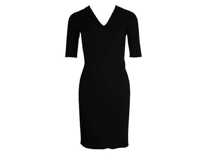 Helmut Lang Black Midi Dress with Short Sleeves & Front Paneling Suede Viscose  ref.1288604