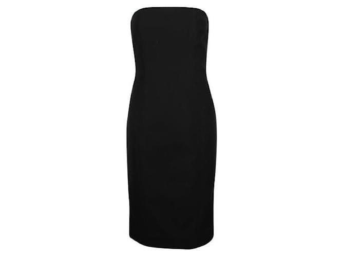 Paule Ka Black Strapless Midi Dress Cotton Elastane  ref.1288625