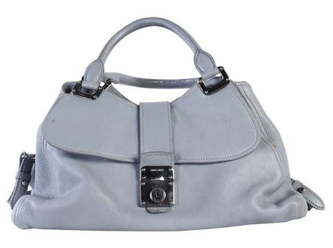 MIU MIU Blue Grey Leather Tote Bag  ref.1288626