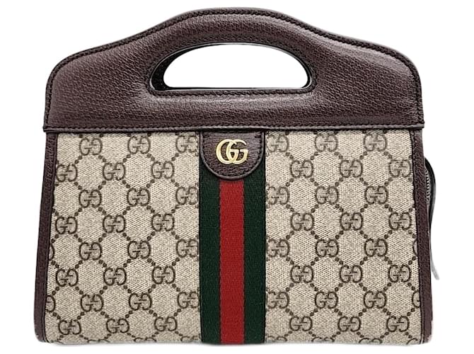 Gucci GG Supreme Web Tote con bolso de hombro (693724) Castaño Multicolor  ref.1288646