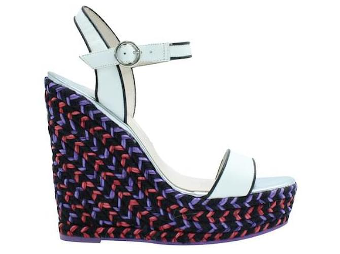 SOPHIA WEBSTER Colorful Woven Wedges with White Straps Multiple colors Leather Rubber  ref.1288653