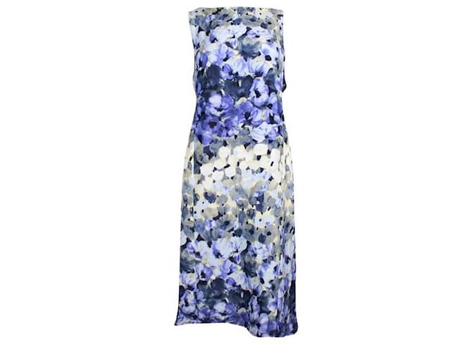 Moschino Blue Print Cocktail Dress Silk Linen  ref.1288655