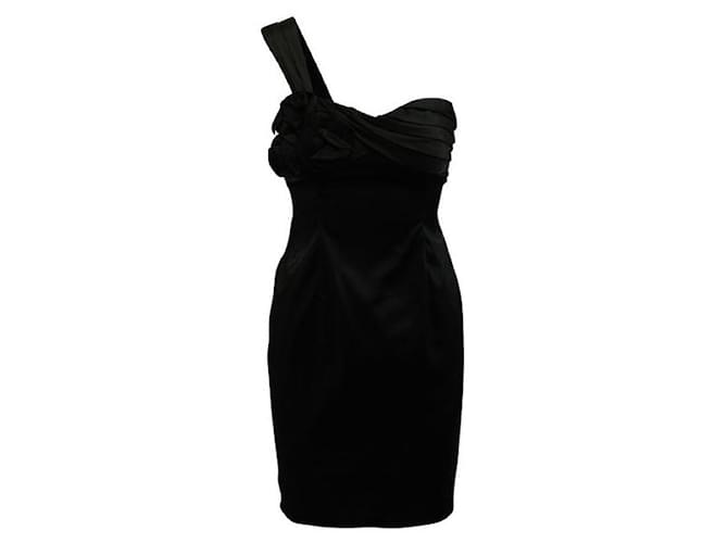 Autre Marque Mini vestido elegante de cetim preto de designer contemporâneo com uma manga Suécia Poliéster  ref.1288677