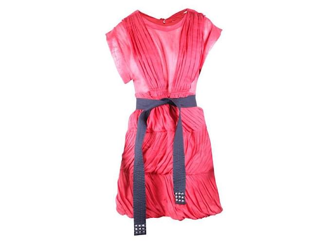 Sonia By Sonia Rykiel Red Dress With Black Belt Cotton  ref.1288680