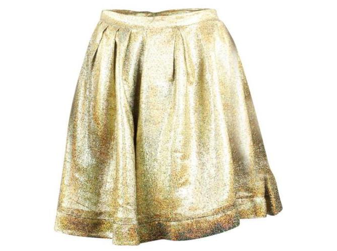 MSGM Metallic Gold Skirt Golden Polyester Viscose Polyamide  ref.1288681