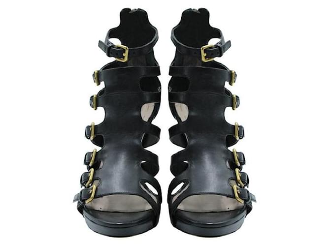 Miu Miu Black Leather Caged Heels  ref.1288694