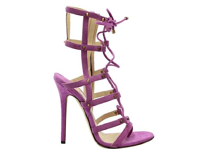 Jimmy Choo Purple Suede Meddle Cage Lace-Up Sandals  ref.1288700