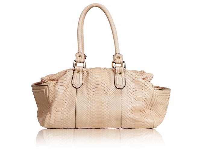 ZAGLIANI Bolsa de Ombro em Pele de Cobra Rosa Pastel