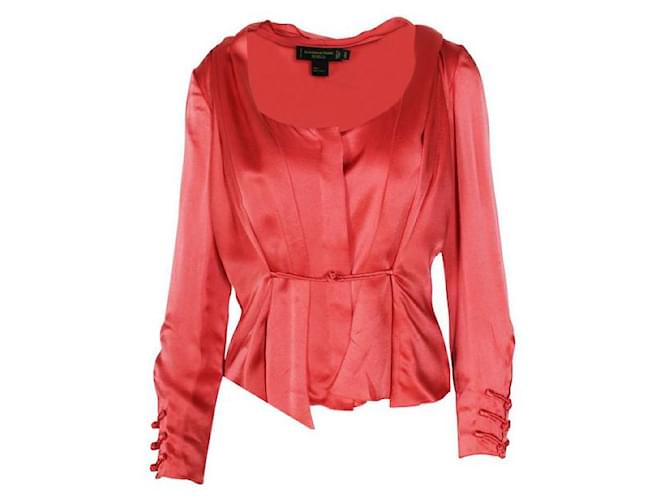 Autre Marque CONTEMPORARY DESIGNER Silk-Cotton Satin Cardigan Top Pink  ref.1288741