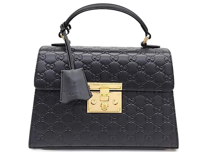 Gucci-Vorhängeschloss mit charakteristischem Gucci-Griff/Schultertasche (453188) Schwarz  ref.1288758