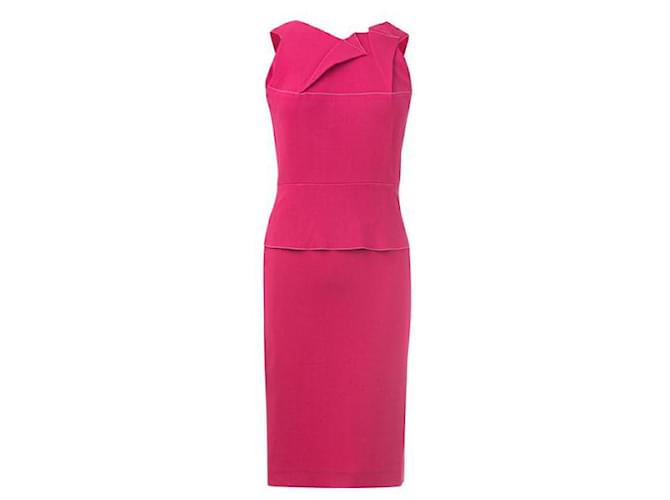 Roland Mouret Draped Crepe Midi Dress Pink Polyester Viscose Elastane Acetate  ref.1288788