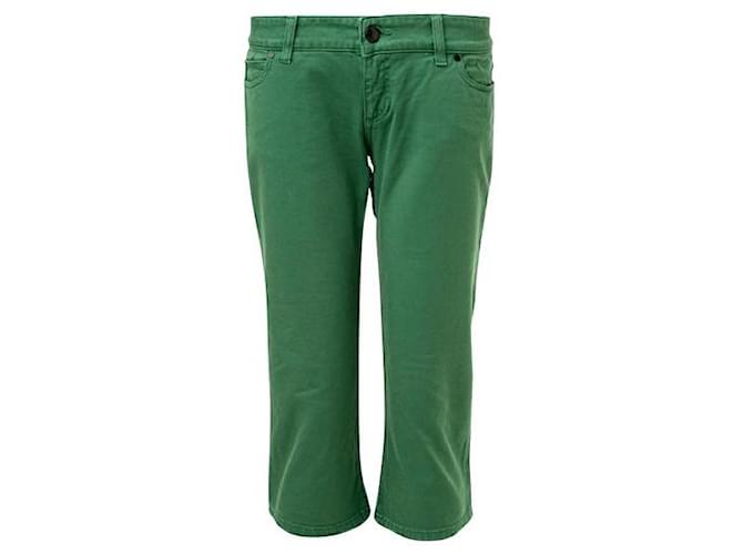 Jeans Capri verdi Gucci con toppe ricamate Verde Cotone  ref.1288793