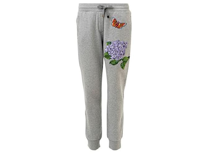 Dolce & Gabbana Embroidered Track Pants Grey Cotton  ref.1288797