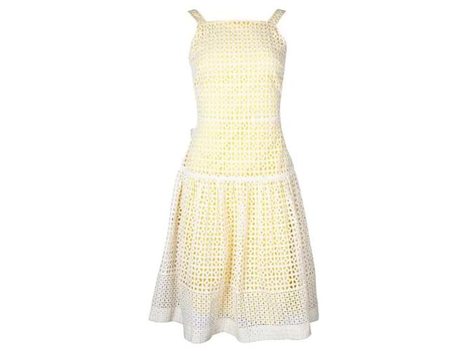 Carolina Herrera Yellow Lacey Dress Cotton  ref.1288810