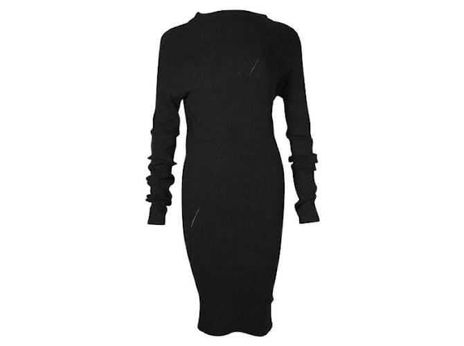 Autre Marque Zeitgenössisches Designer-Rollkragenkleid aus schwarzer Wollmischung Schweden Seide Wolle Nylon  ref.1288843