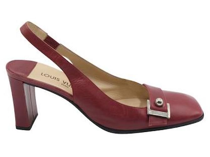 Louis Vuitton Dark Pink Sling Backs with Block Heel Leather  ref.1288847