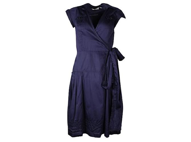 Robe portefeuille bleue Diane Von Furstenberg Coton Bleu Marine  ref.1288850