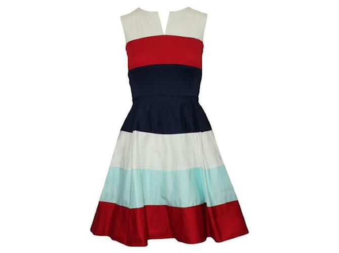 Autre Marque Zeitgenössisches Designer-Kleid mit bunten Streifen Mehrfarben Baumwolle Elasthan  ref.1288877