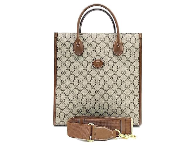 Gucci  Interlocking G Tote Convertible Shoulder Bag (723308) Brown Beige  ref.1288882