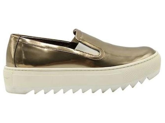 Salvatore Ferragamo Golden Metallic Slip-On Sneakers Rubber  ref.1288887