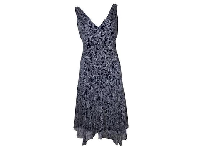 Diane Von Furstenberg Dark Blue Dots Print Dress Silk  ref.1288890