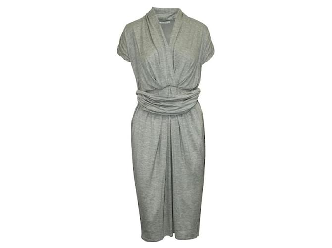 Autre Marque Contemporary Designer Light Grey Draped Dress Viscose Elastane  ref.1288896